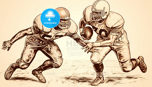 A Drawing Of Two Football Players