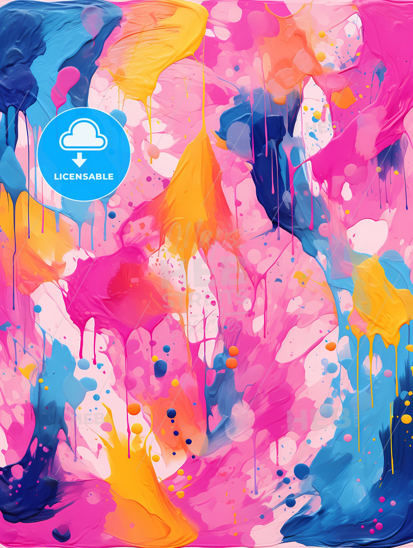 A Colorful Paint Splatters On A Surface