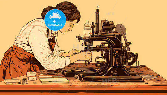 A Woman Working On A Machine