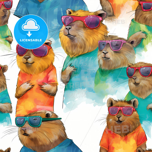 A Collage Of Hamsters Wearing Sunglasses