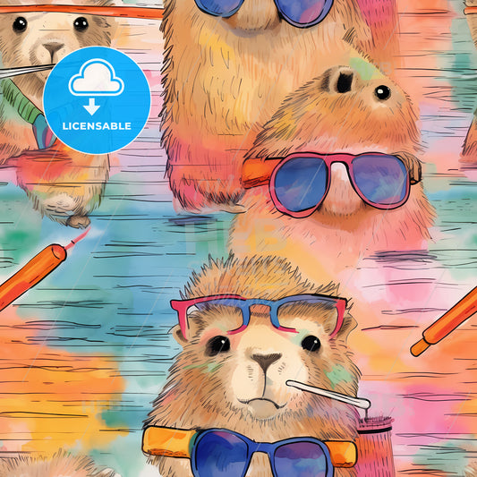 A Collage Of Hamster Wearing Sunglasses