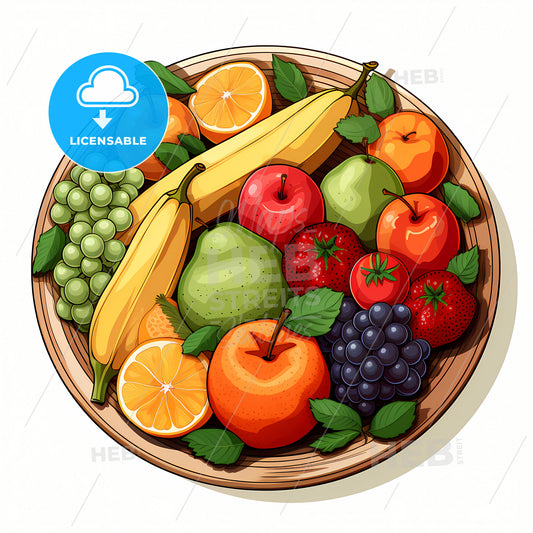 A Plate Of Fruit On A White Background