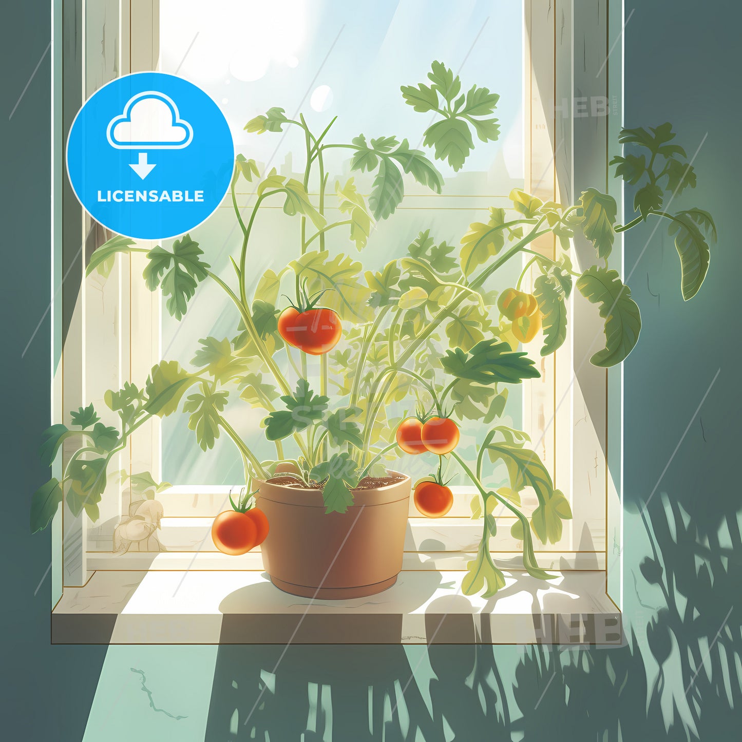 A Plant In A Pot On A Window Sill