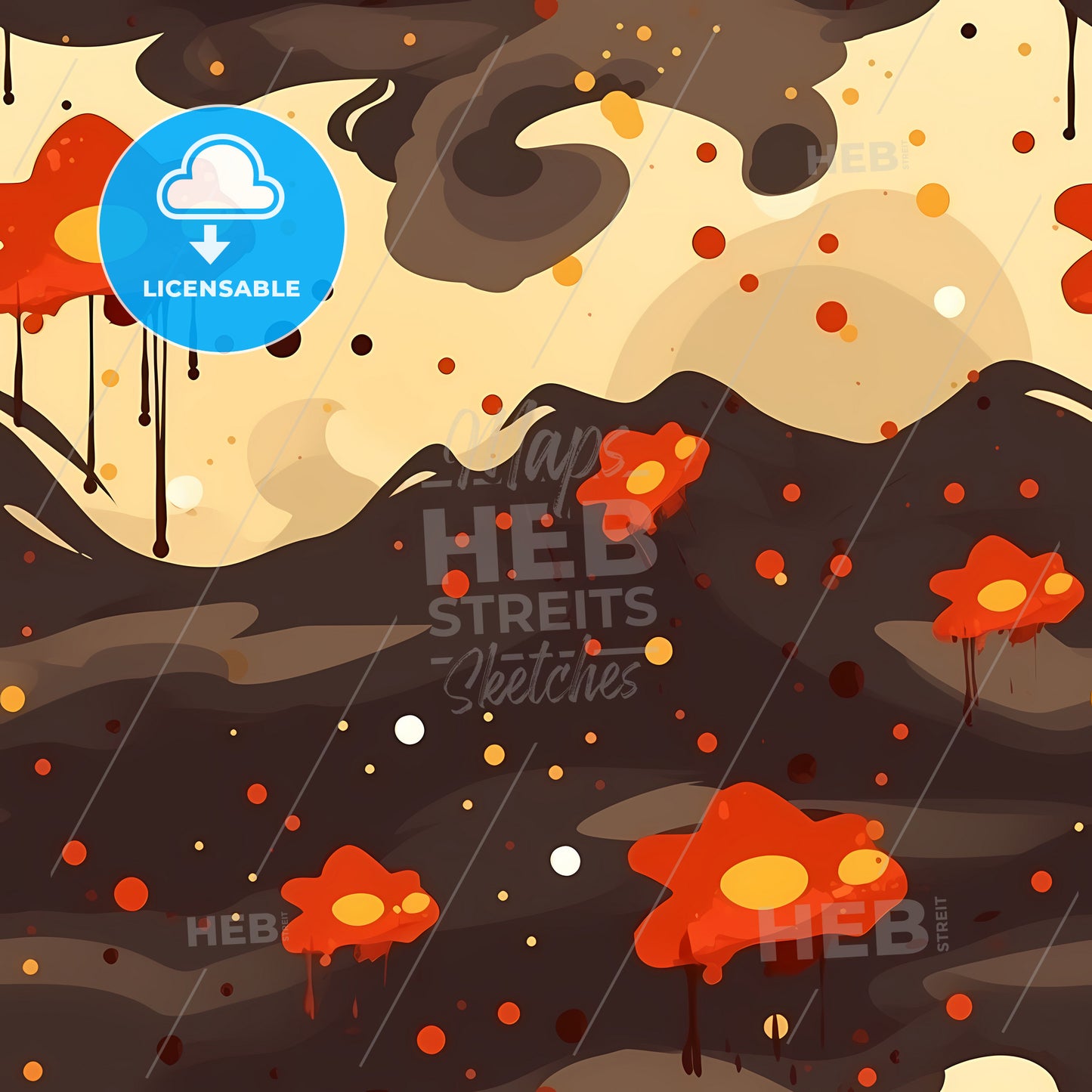 A Painting Of Flowers And Clouds