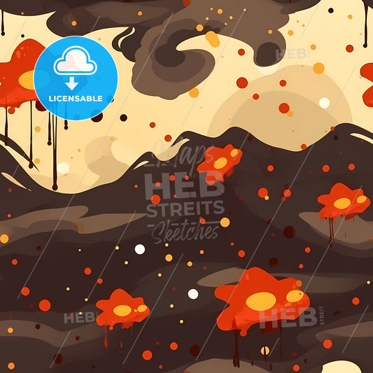 A Painting Of Flowers And Clouds