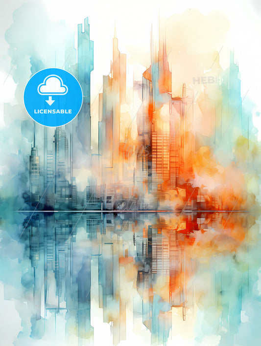 A Watercolor Of A City