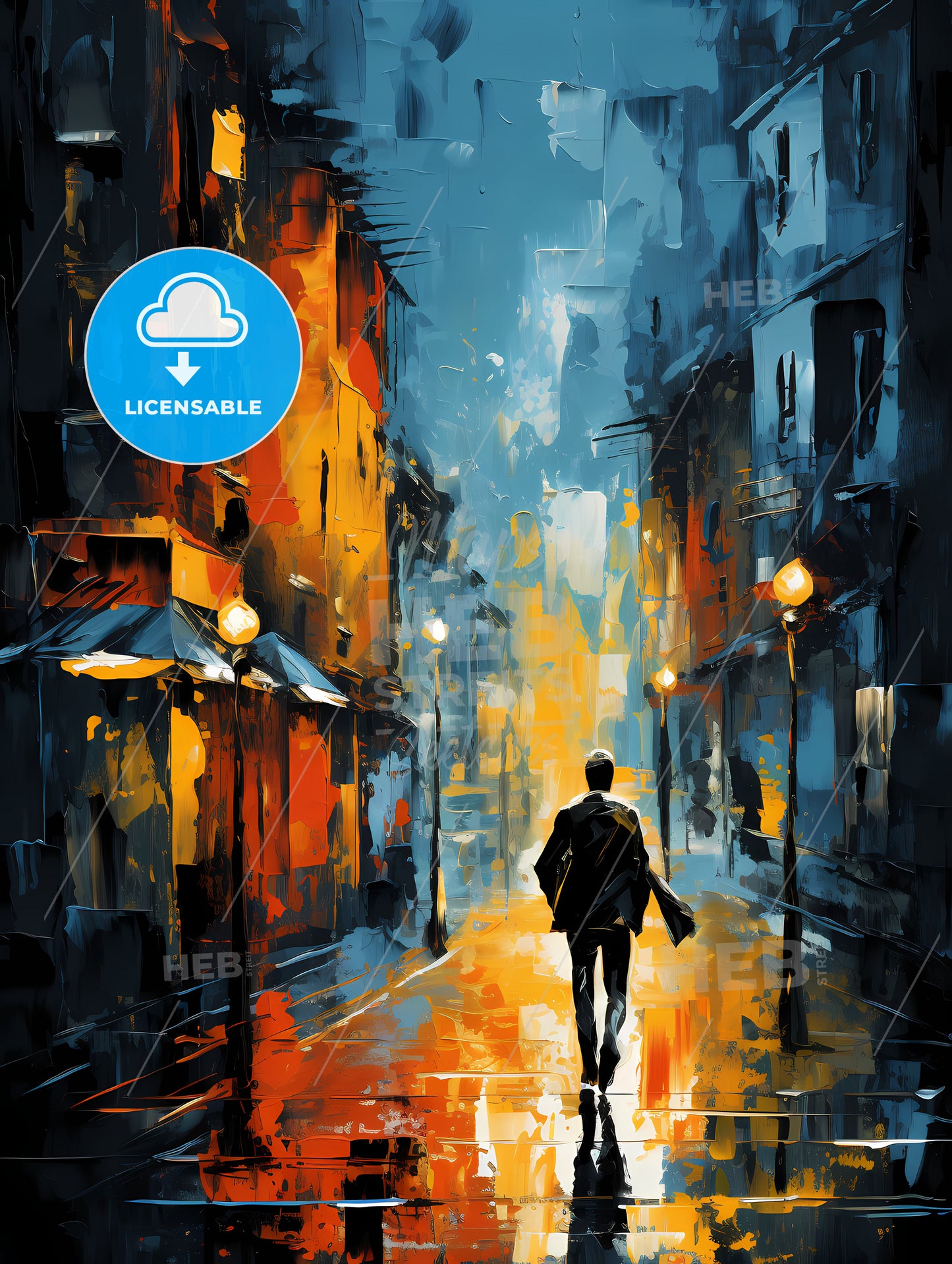 A Man Walking Down A Street