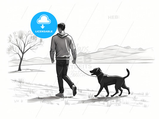 A Man Walking A Dog