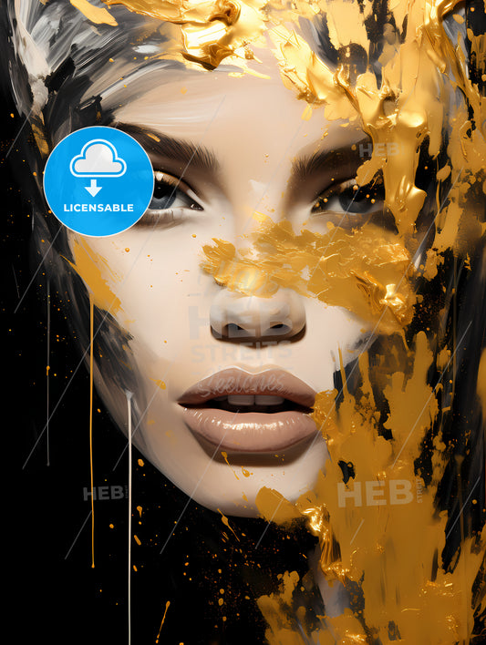 A Woman With Gold Paint On Her Face