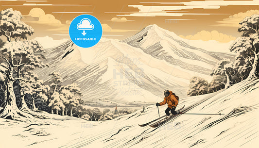 A Person Skiing Down A Snowy Mountain