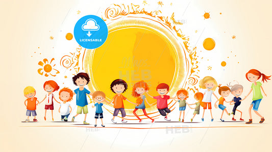 A Group Of Children Holding Hands And Smiling