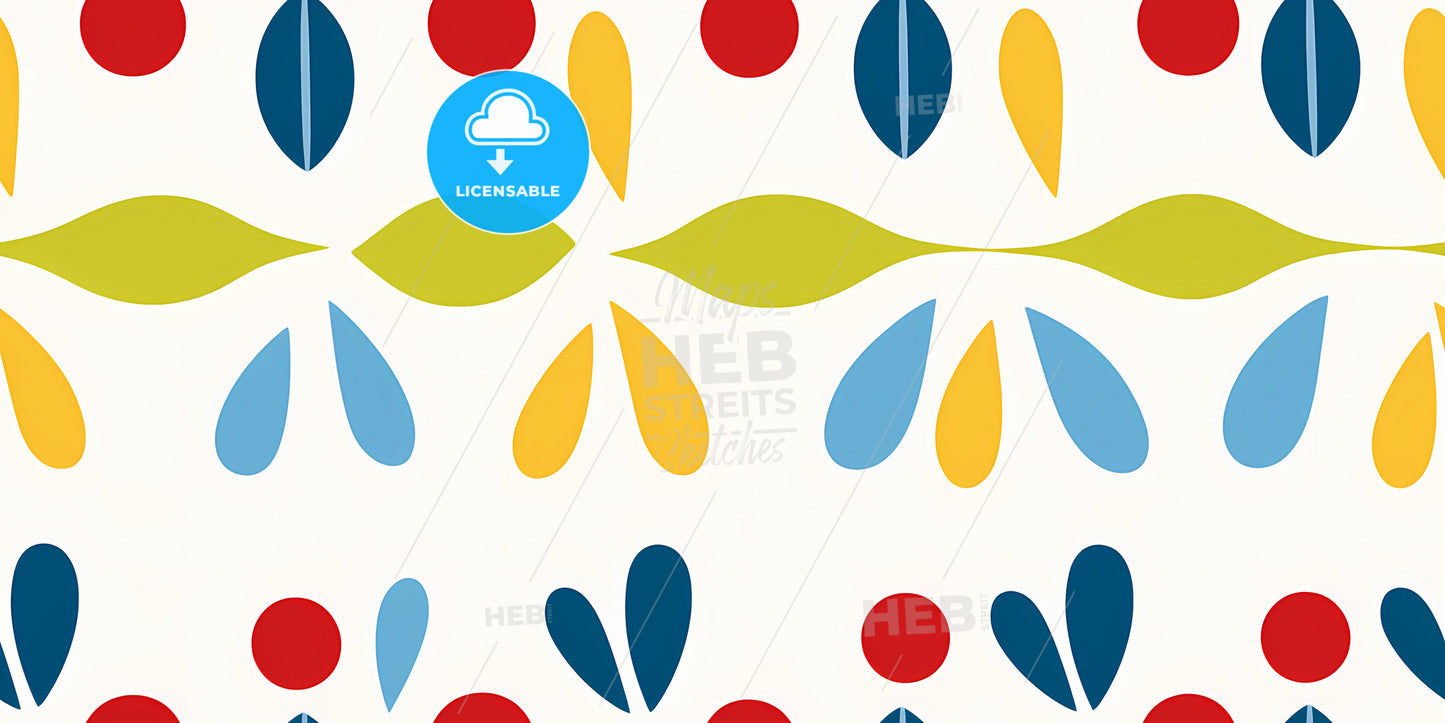 A Colorful Pattern With Leaves And Dots