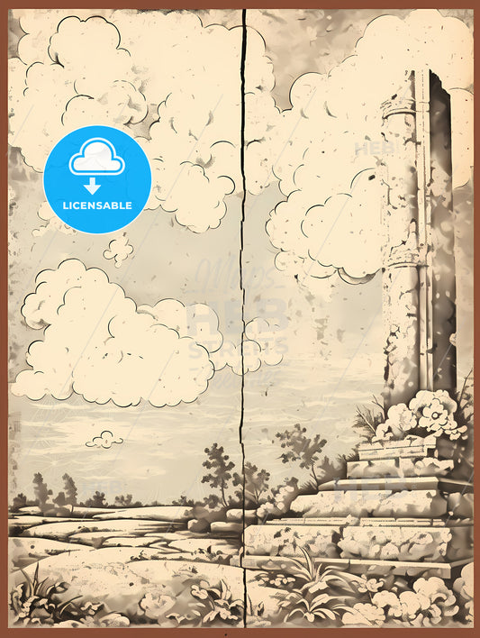 A Drawing Of A Landscape