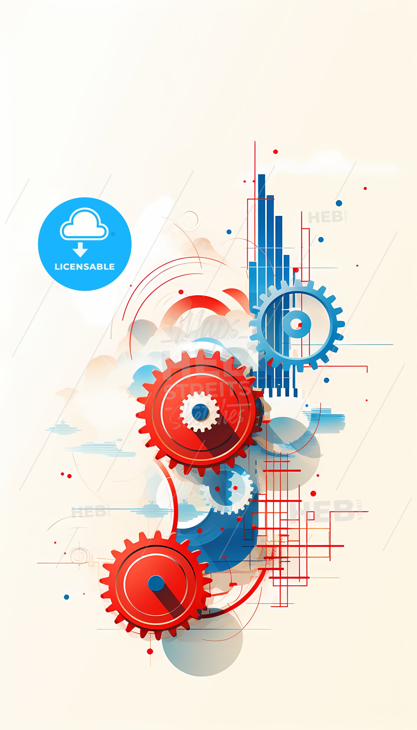 A Red And Blue Gears