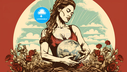 A Woman Holding A Globe In Her Hands