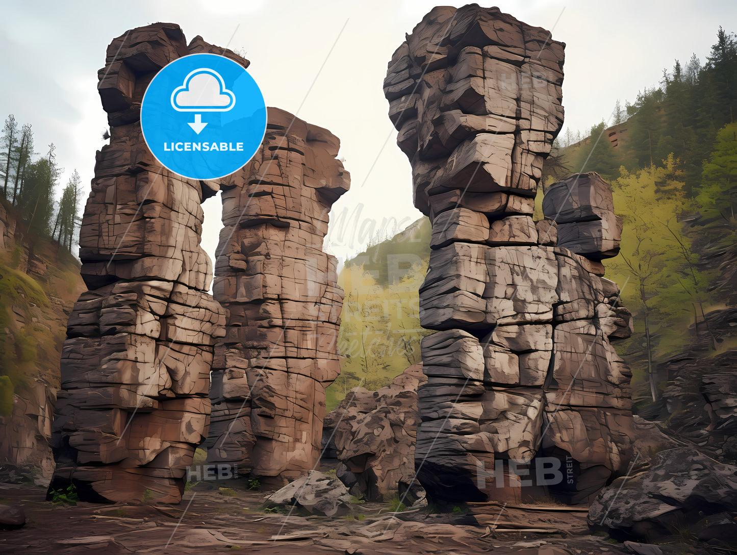 A Group Of Tall Rocks