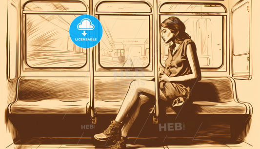A Woman Sitting On A Train