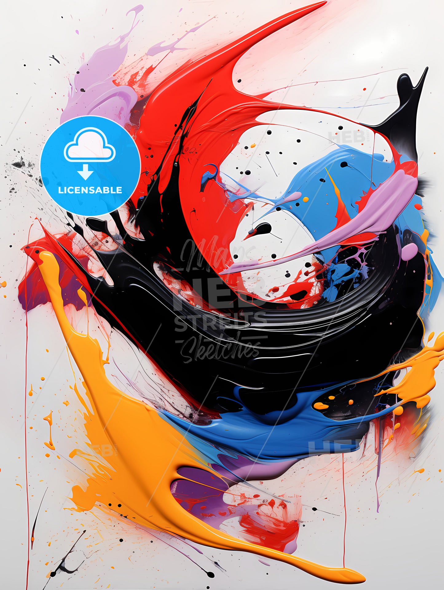 A Colorful Paint Splattered On A White Surface