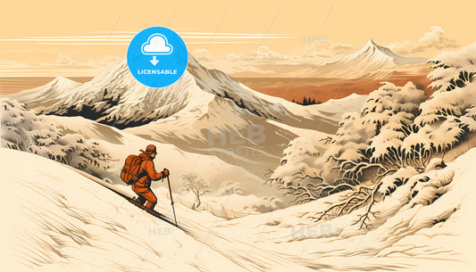 A Man Skiing Down A Snowy Mountain