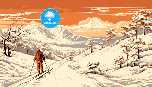 A Person Skiing Down A Snowy Mountain