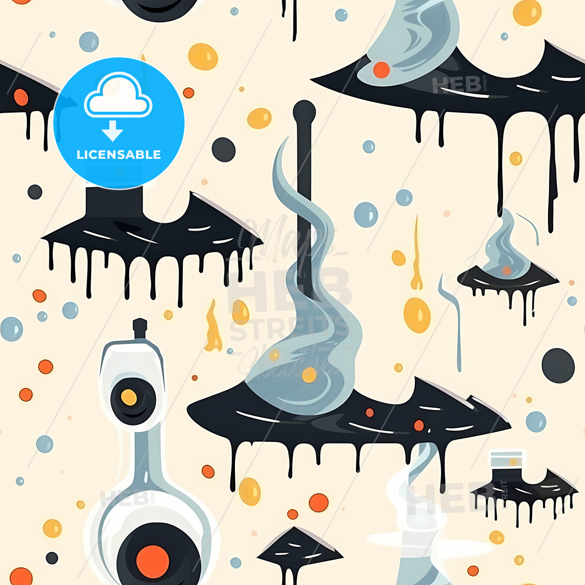 A Pattern Of Black And Orange Objects