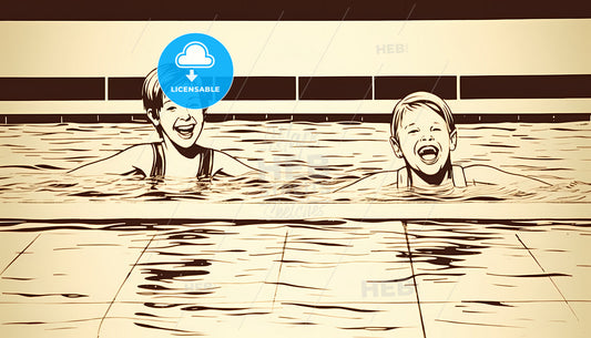 A Couple Of Children In A Pool