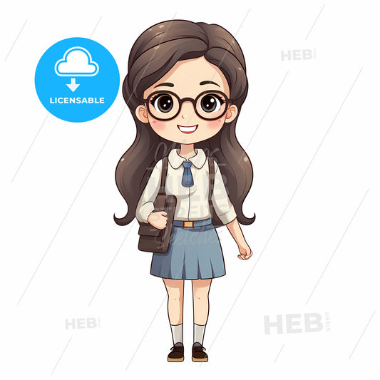 A Cartoon Of A Girl Wearing Glasses