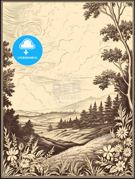 A Landscape With Trees And Flowers
