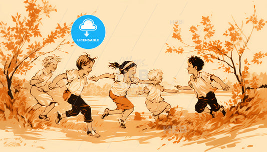 A Group Of Children Running