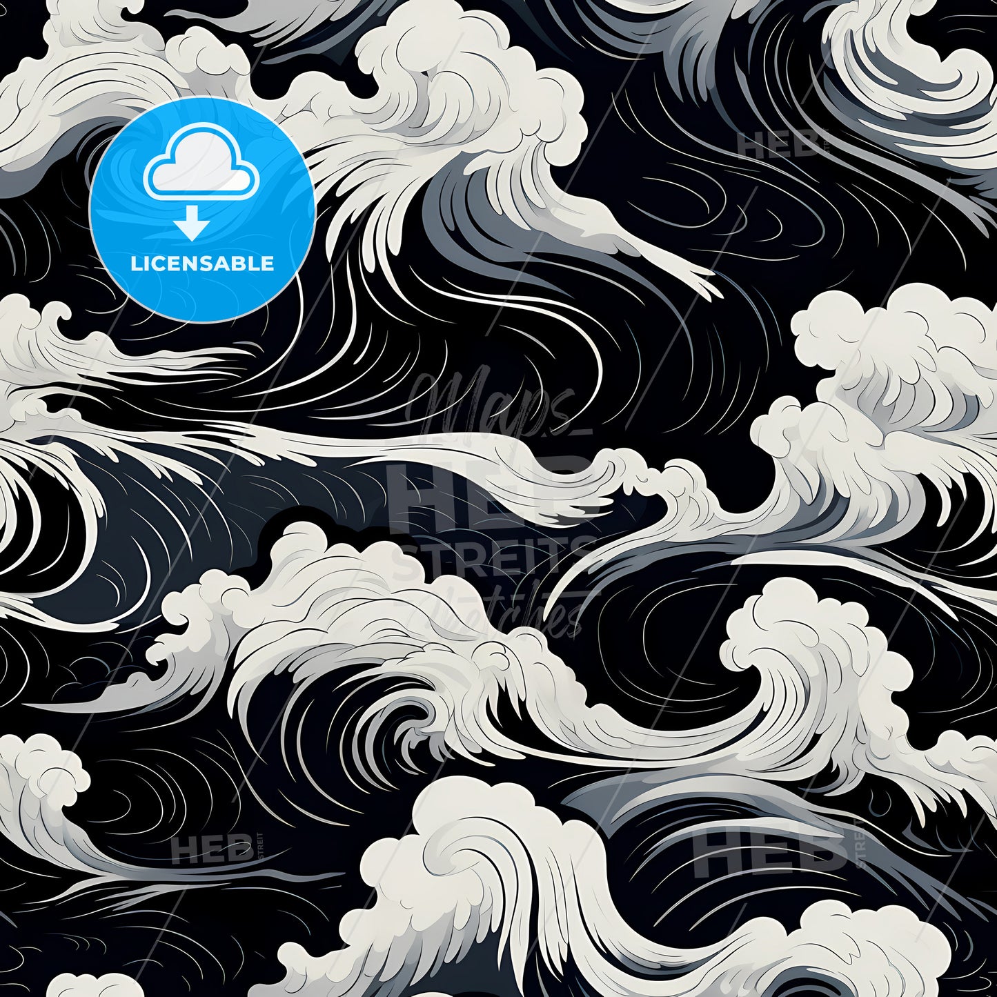 A Pattern Of White And Gray Waves
