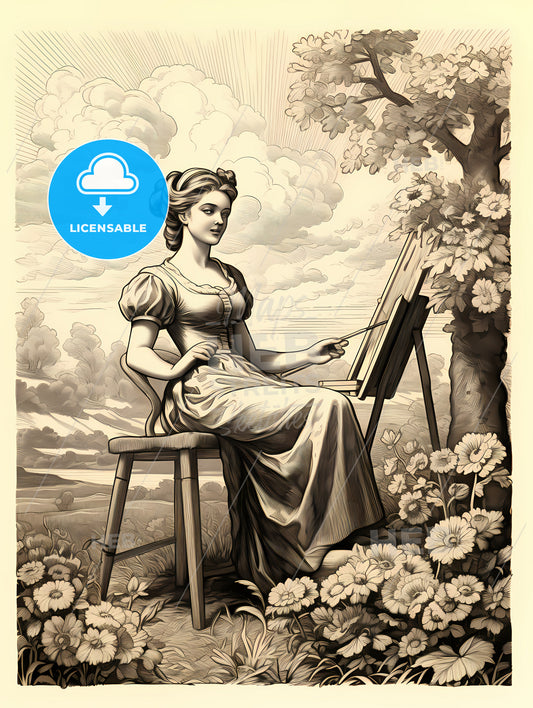 A Woman Sitting On A Chair Painting