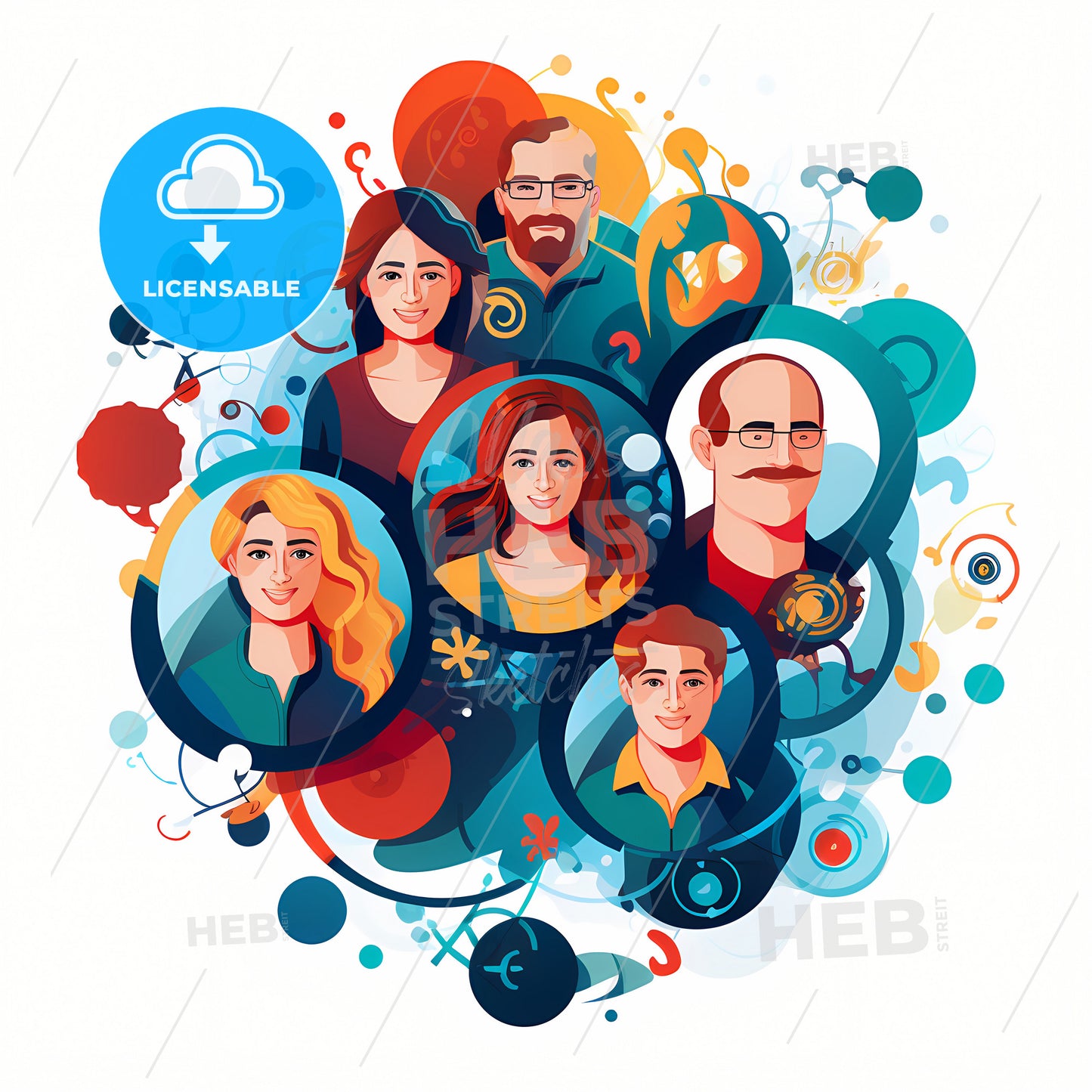 A Group Of People In Circles