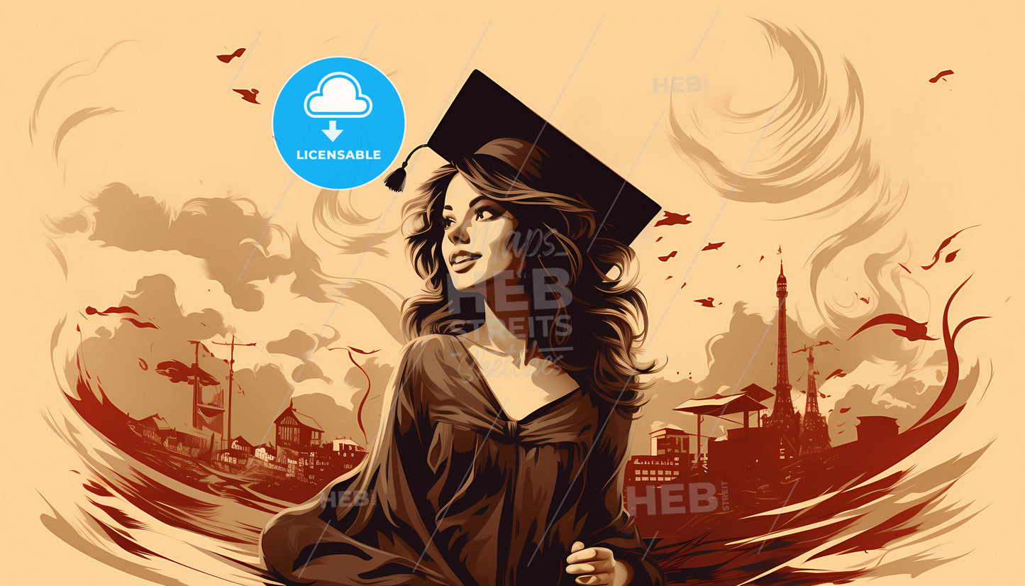 A Woman In A Graduation Gown