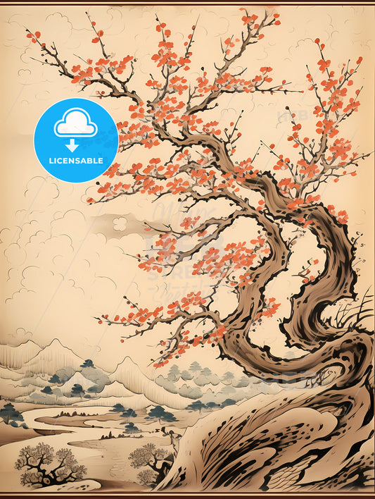 A Tree With Red Flowers