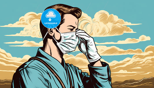 A Man Wearing A Face Mask And Gloves