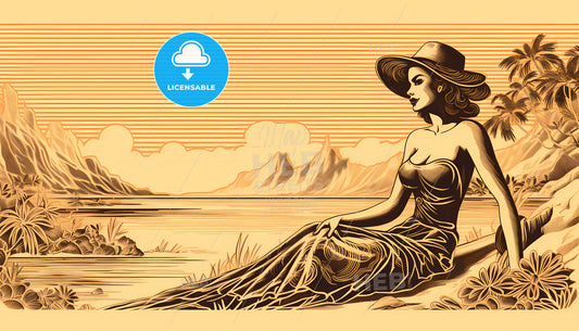 A Woman Sitting On A Beach