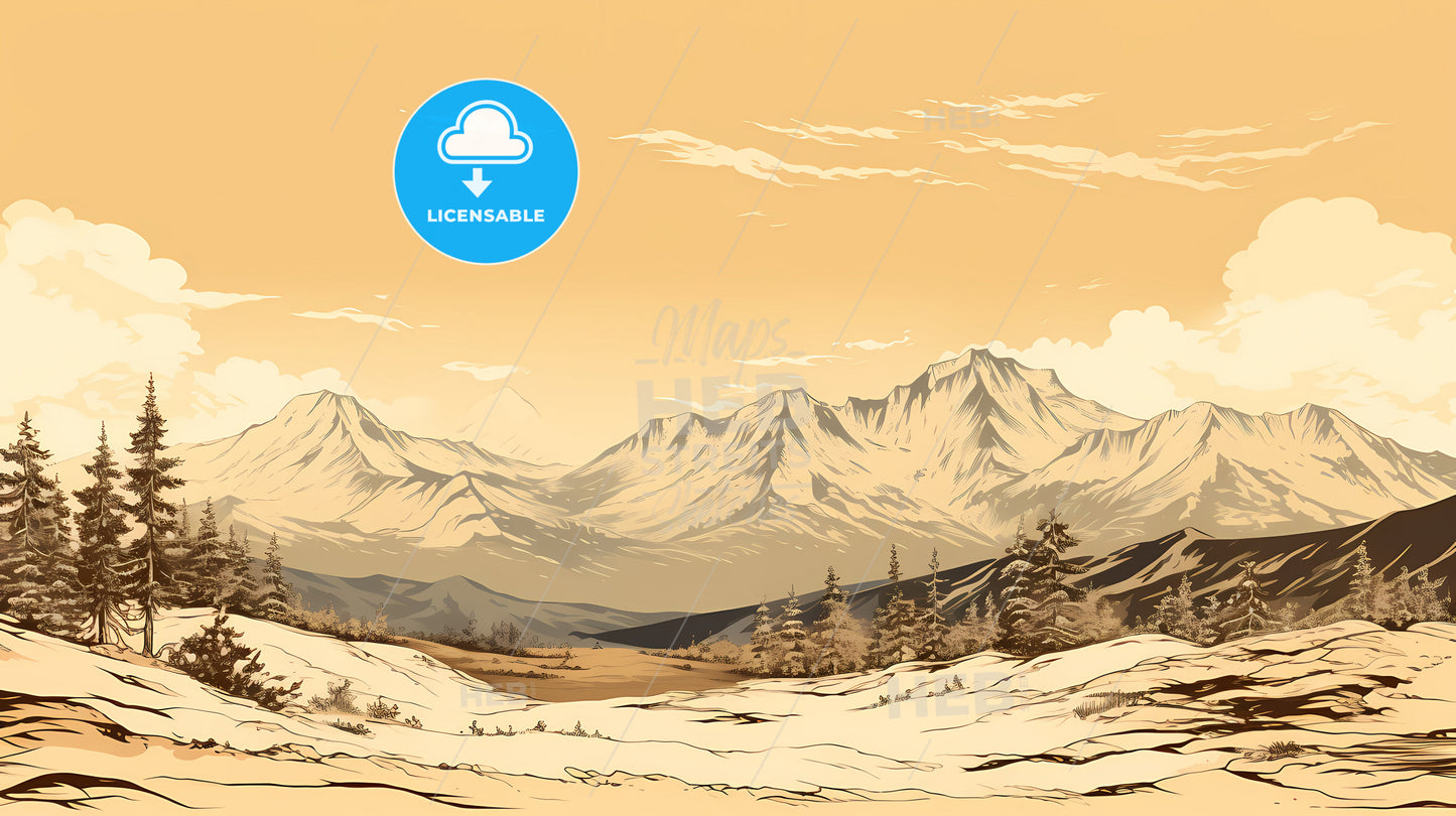 A Landscape With Mountains And Trees