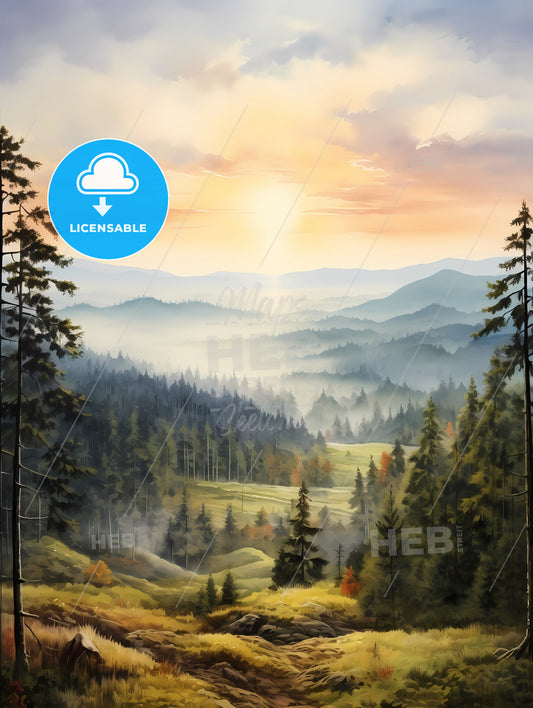 A Landscape With Trees And Mountains