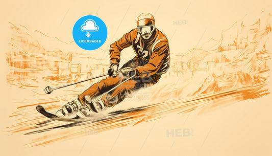 A Man Skiing Down A Slope