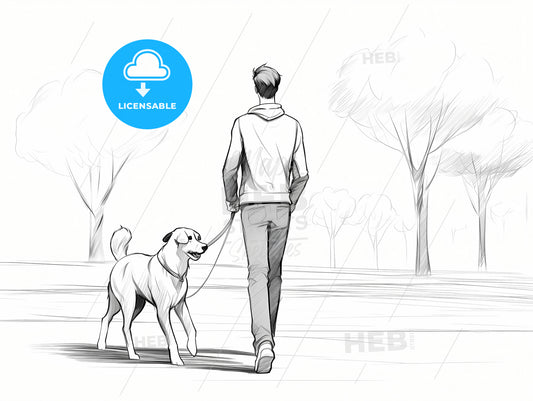 A Man Walking A Dog