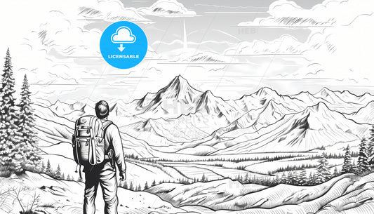 A Man Standing On A Mountain Looking At A Landscape