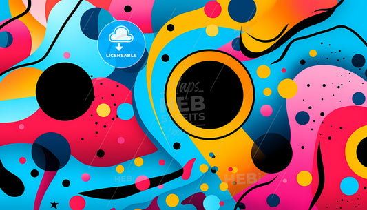 A Colorful Background With Black Circles And Dots