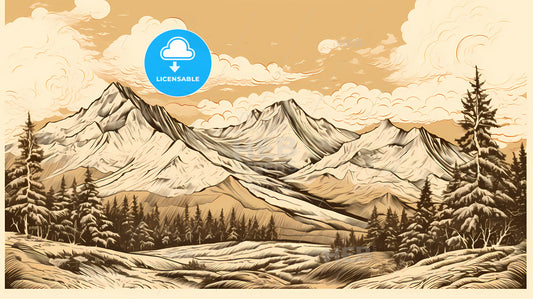 A Drawing Of A Mountain Range