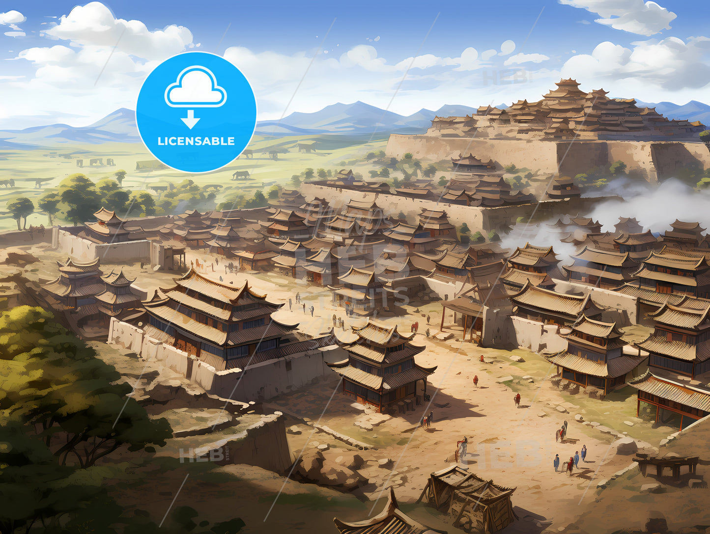 A City With Buildings And People