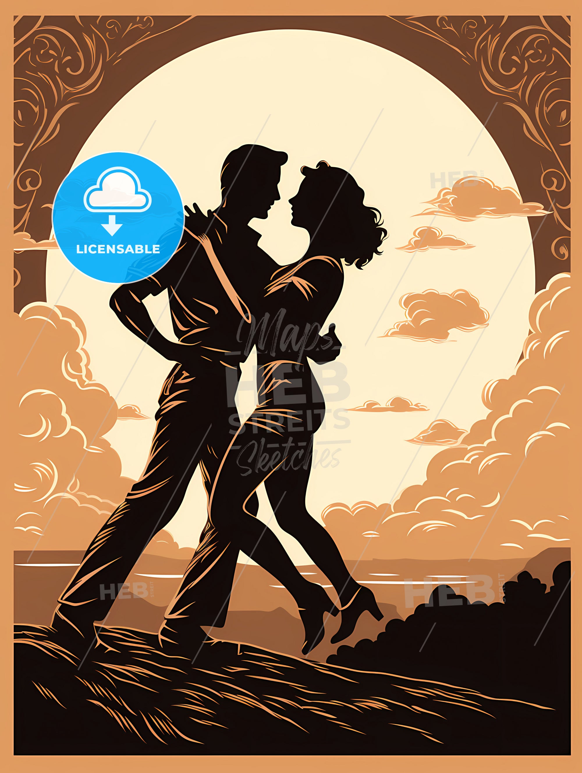 A Silhouette Of A Man And Woman Dancing – HEBSTREITS