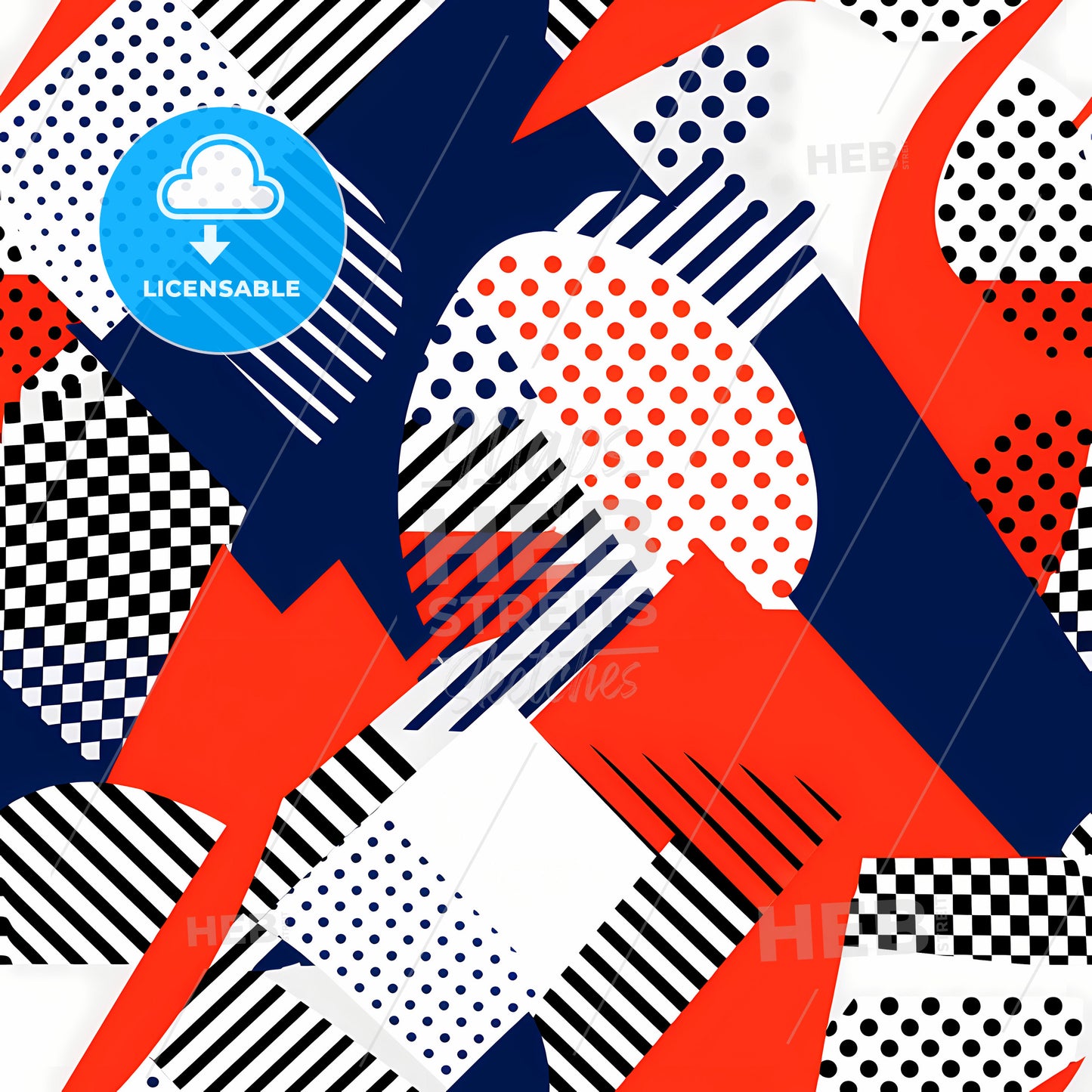 A Colorful Pattern With Black And White Squares And Dots