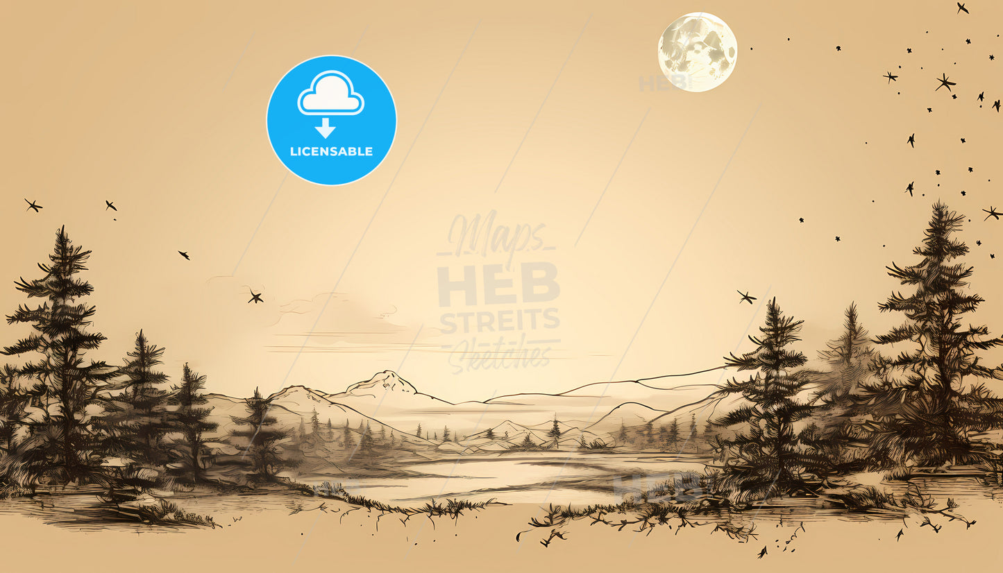 A Landscape With Trees And Mountains