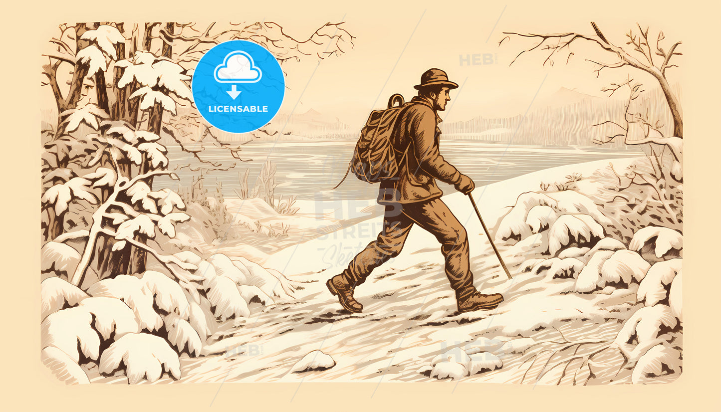 A Man Walking In The Snow