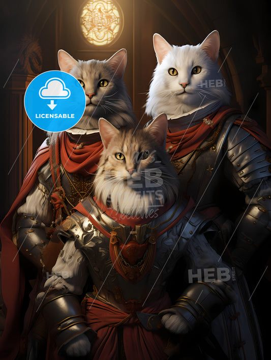 A Group Of Cats In Armor