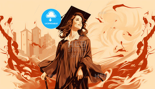 A Woman In A Graduation Gown